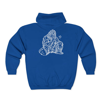 Shh, Friendly Bigfoot in the Forest Zip-Up Hoodie