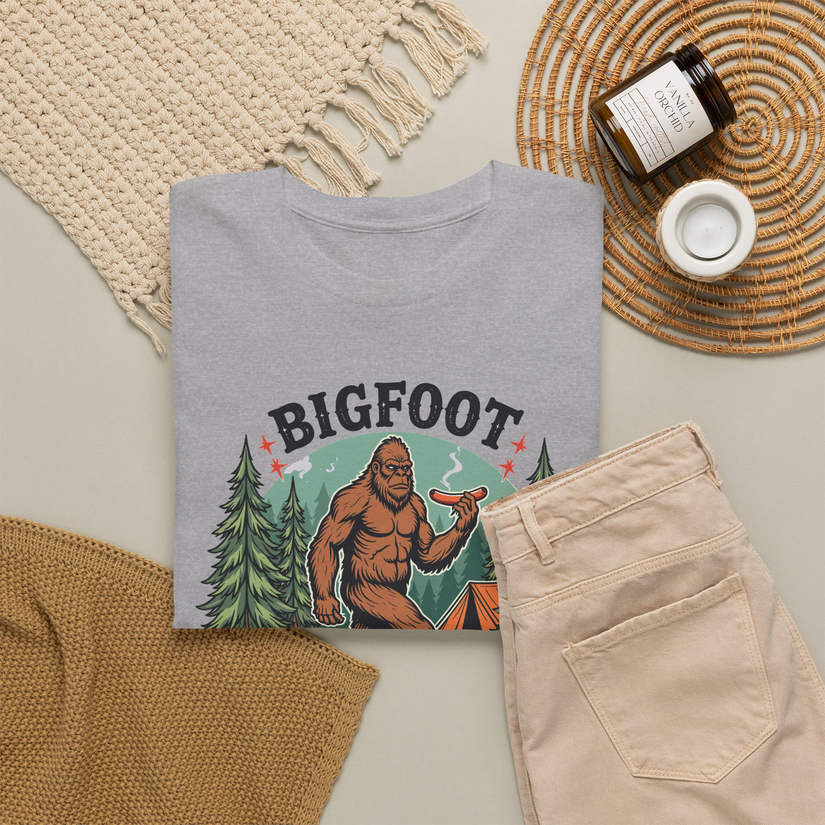 Bigfoot Grabbed My Wiener - Camping T-Shirt | Unisex Graphic Tee