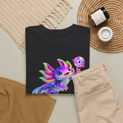 Neon Axolotl Reaching for a Bubble T-Shirt