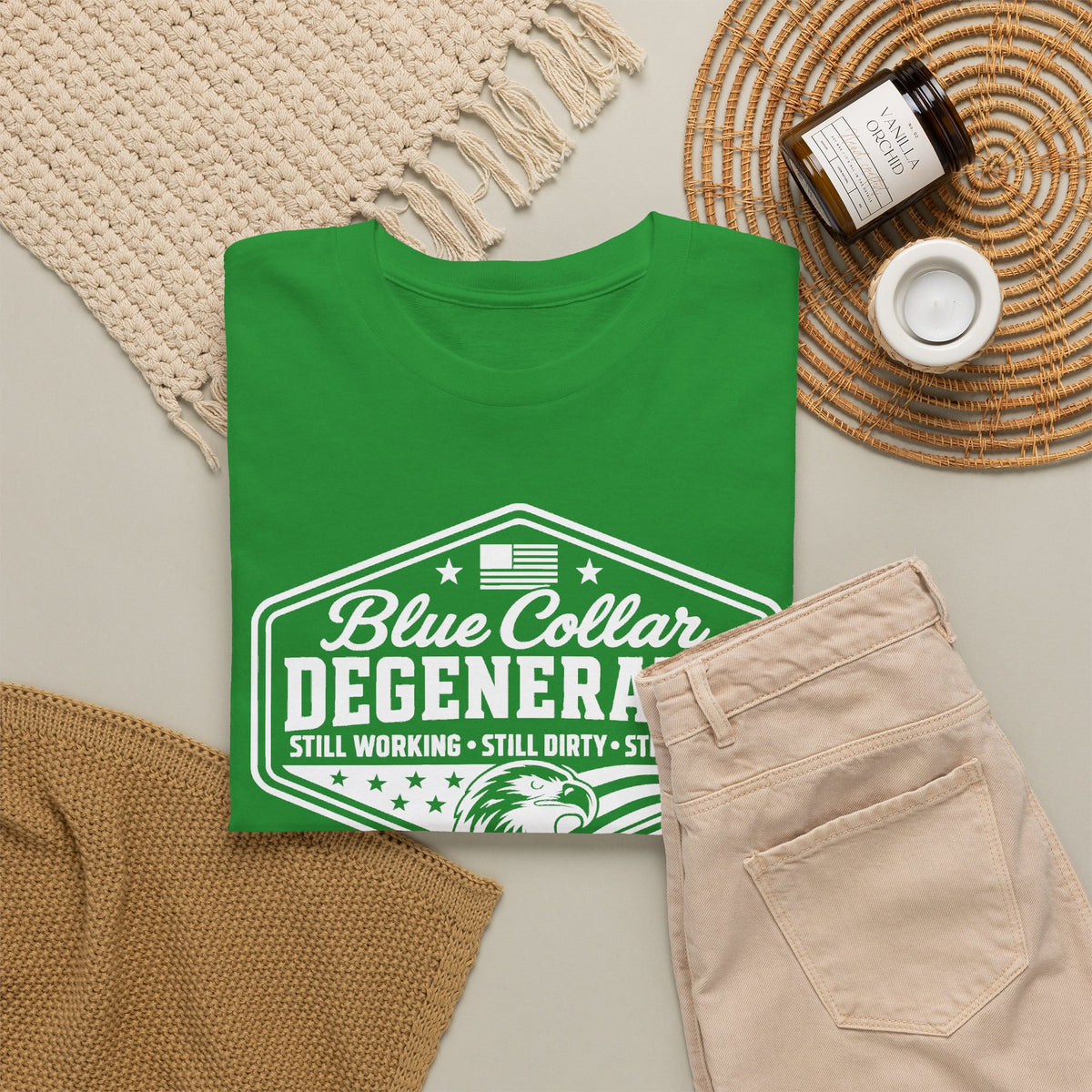 Blue Collar Degenerate - White Graphic T-Shirt | Unisex Graphic Tee