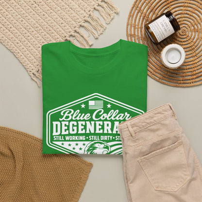 Blue Collar Degenerate - White Graphic T-Shirt | Unisex Graphic Tee