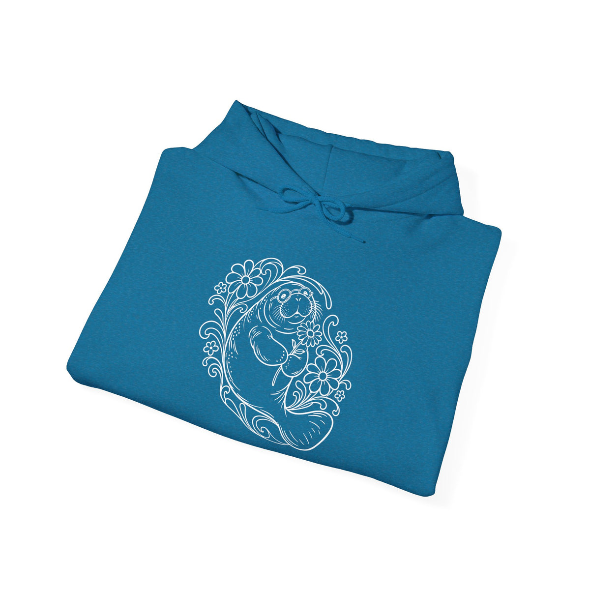Groovy Spectacled Manatee with Daisy Pullover Hoodie