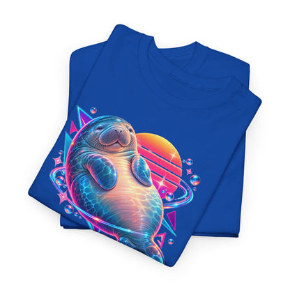 Synthwave Manatee Over Sunset Arcs T-Shirt