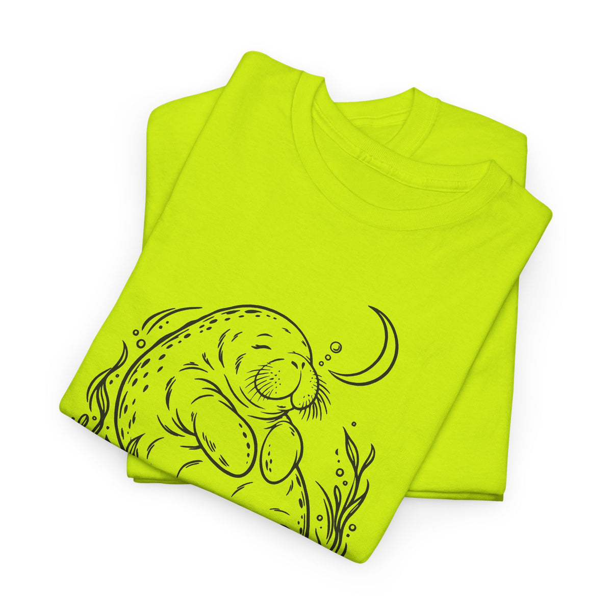 Sleepy Manatee Under a Crescent Moon T-Shirt