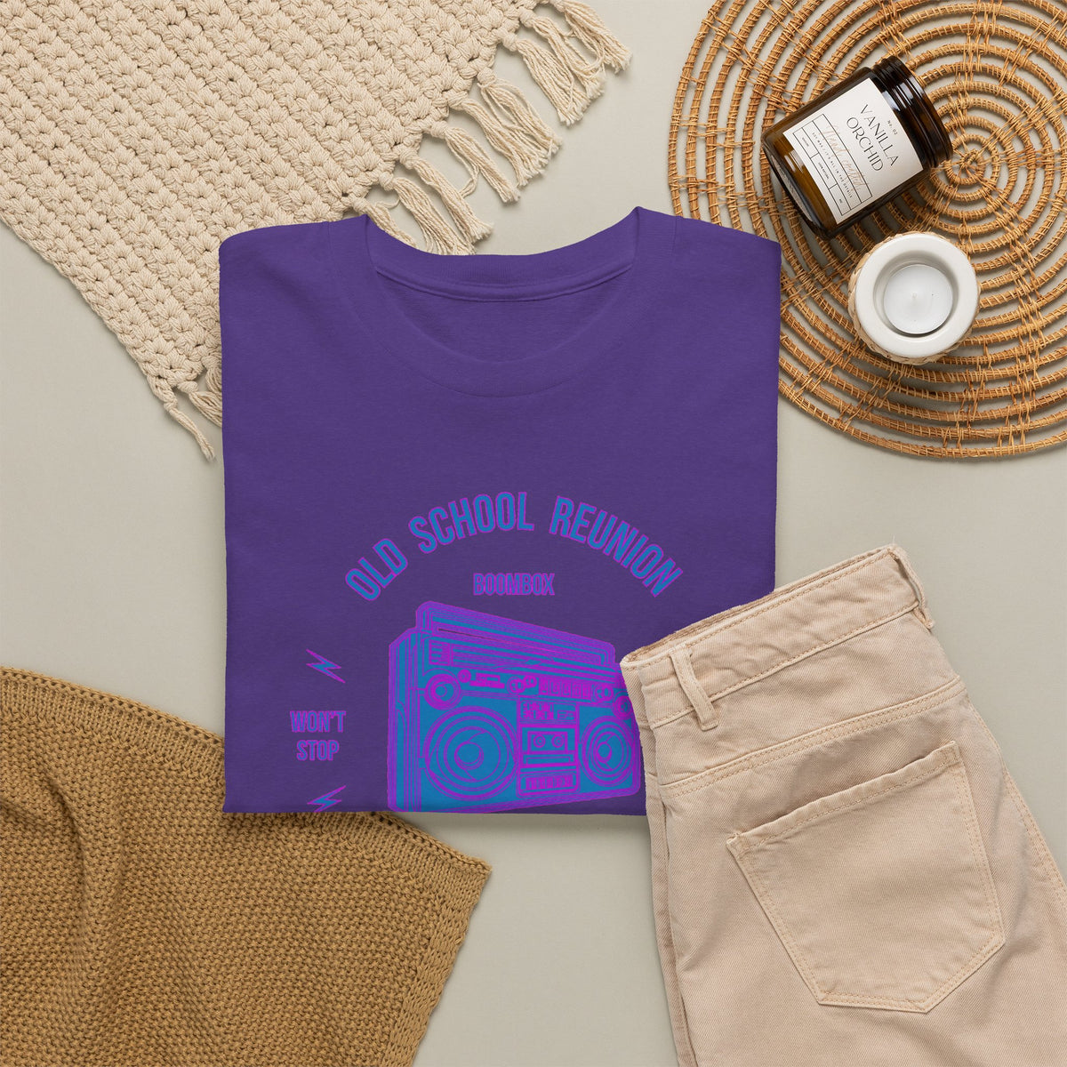 Old School Boombox T-Shirt | Purple & Blue Retro Music Tee