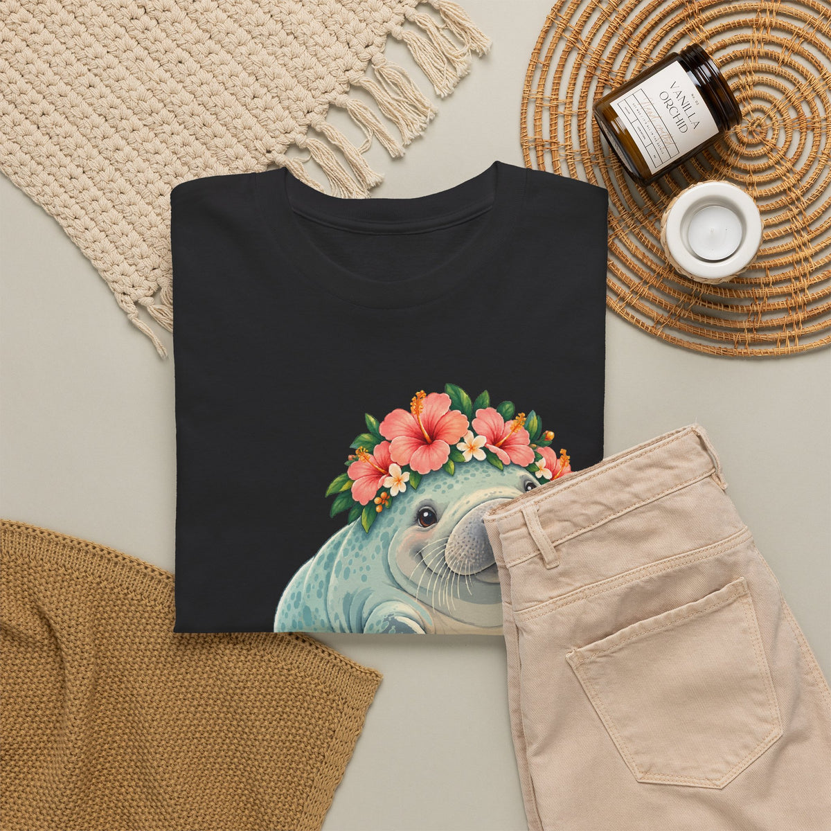 Chubby Mermaid Flower Crown Manatee T-Shirt