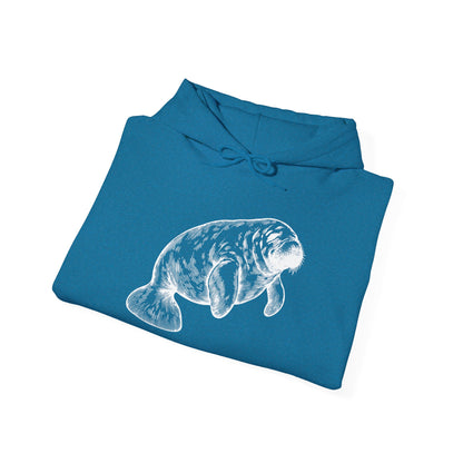 Slow Water Manatee Engraving Pullover Hoodie