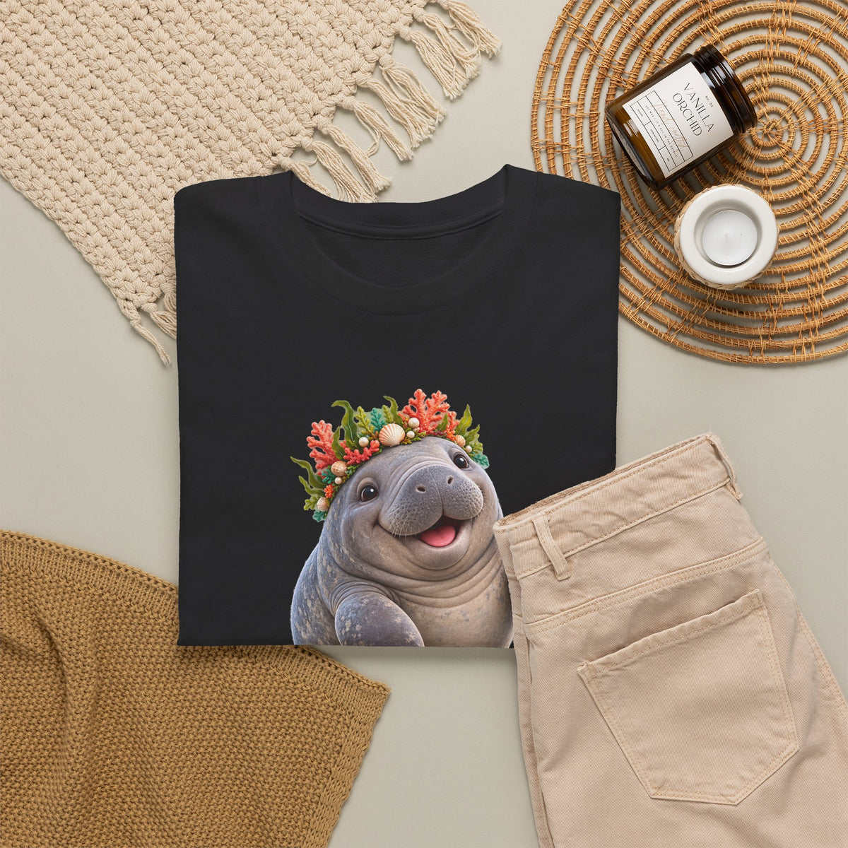 Cheerful Coral Crown Manatee T-Shirt
