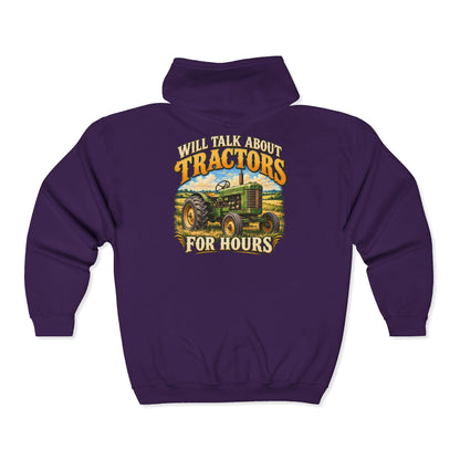 Will Talk About Tractors – Gildan 18600 Zip-Up Hoodie | 015