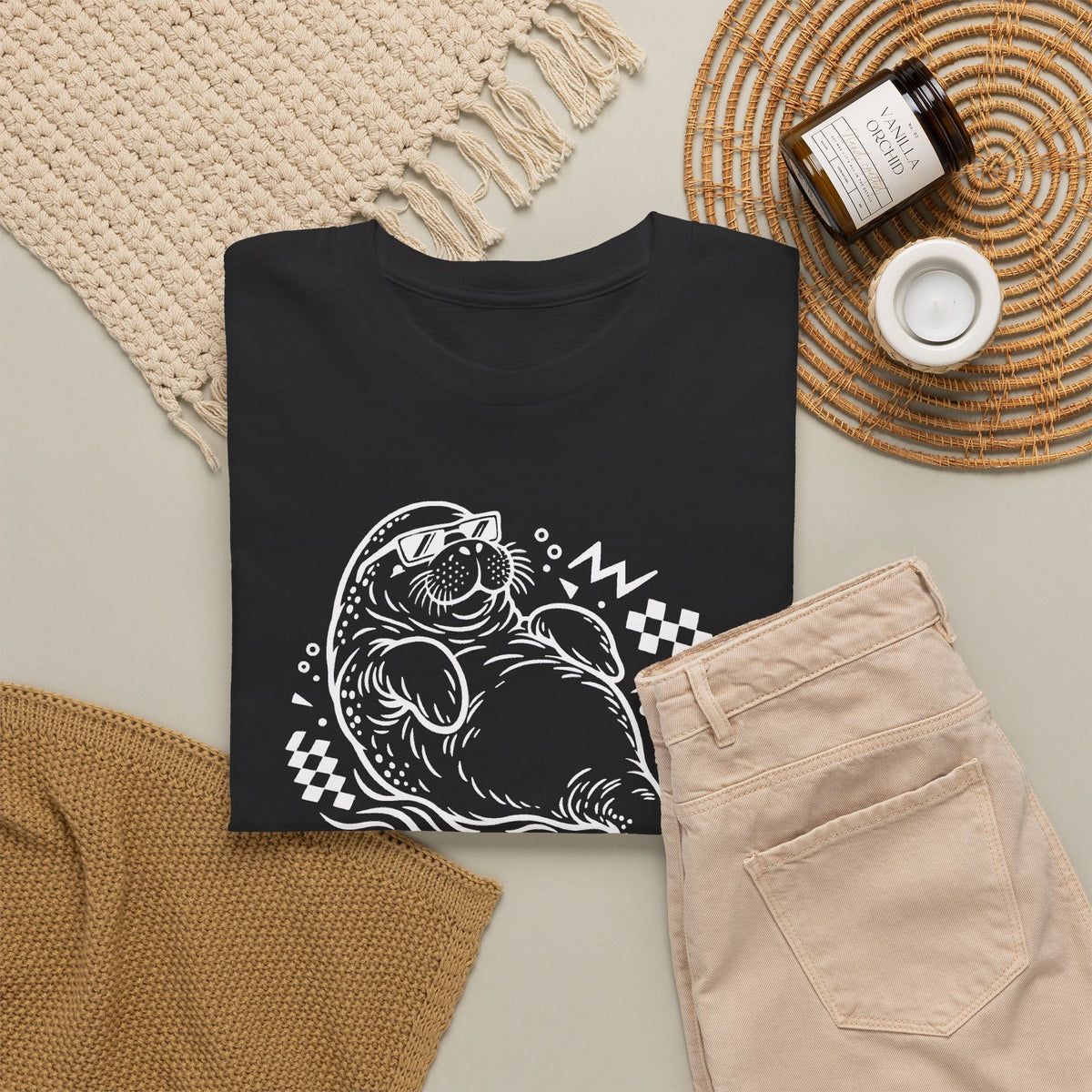 Retro floating manatee mascot T-Shirt