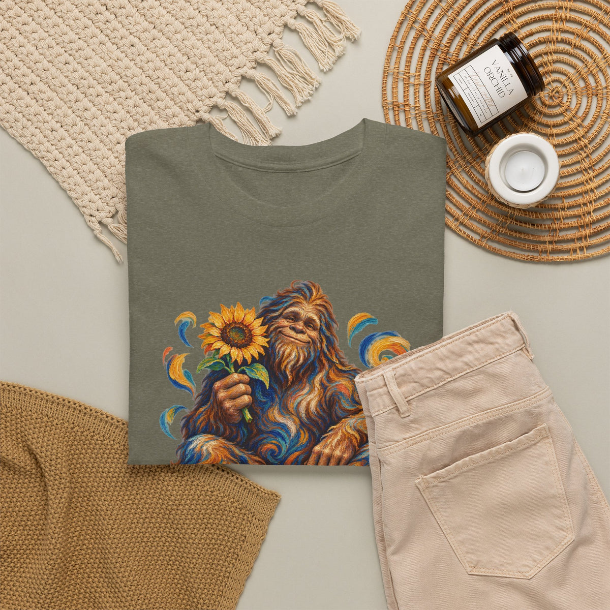 Sunflower Rest with a Shaggy Bigfoot T-Shirt