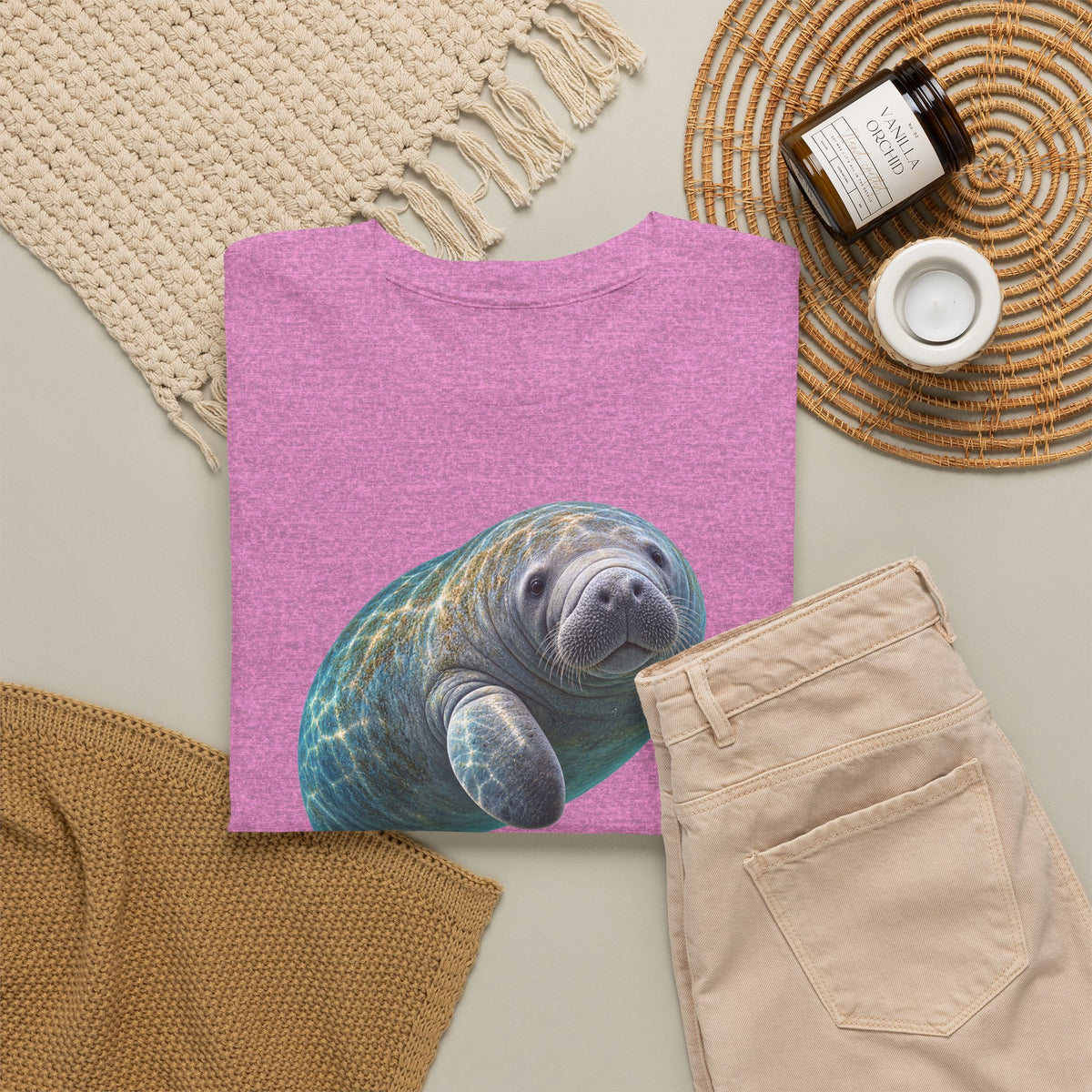 Curled Manatee in Turquoise Light T-Shirt