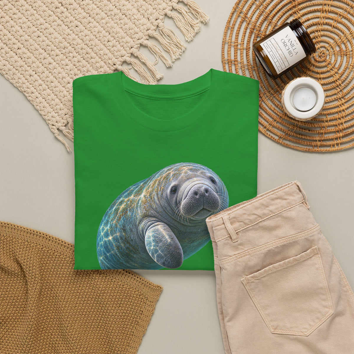 Curled Manatee in Turquoise Light T-Shirt