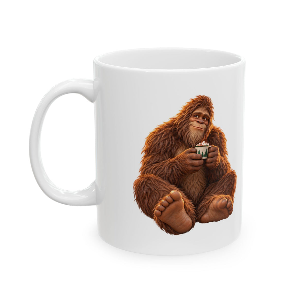 Ceramic Mug — Seated Bigfoot with a Tiny Mug