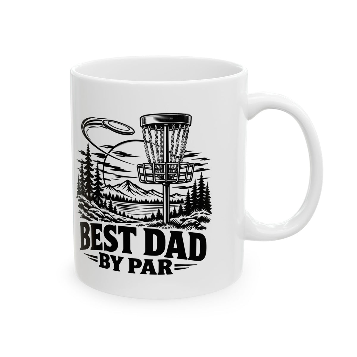 Best Dad by Par – One-Color Disc Golf Ceramic Mug, 11 oz | 043a