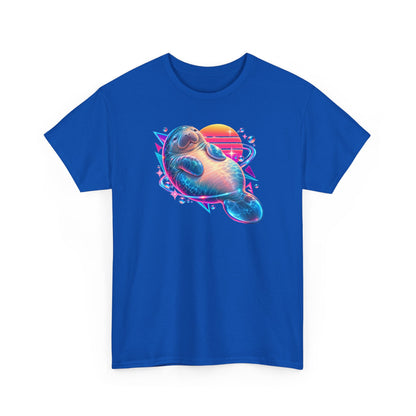 Synthwave Manatee Over Sunset Arcs T-Shirt