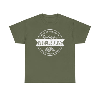 Rudolph’s Reindeer Jerky T-Shirt | Christmas Humor – White Ink