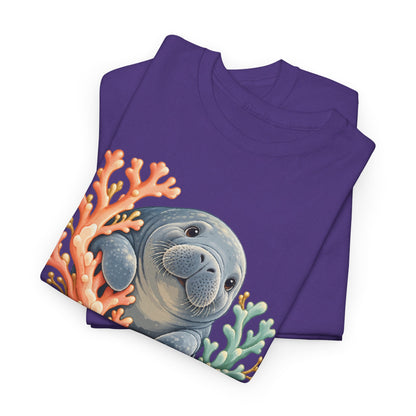 Chubby Mermaid Coral Curiosity Manatee T-Shirt