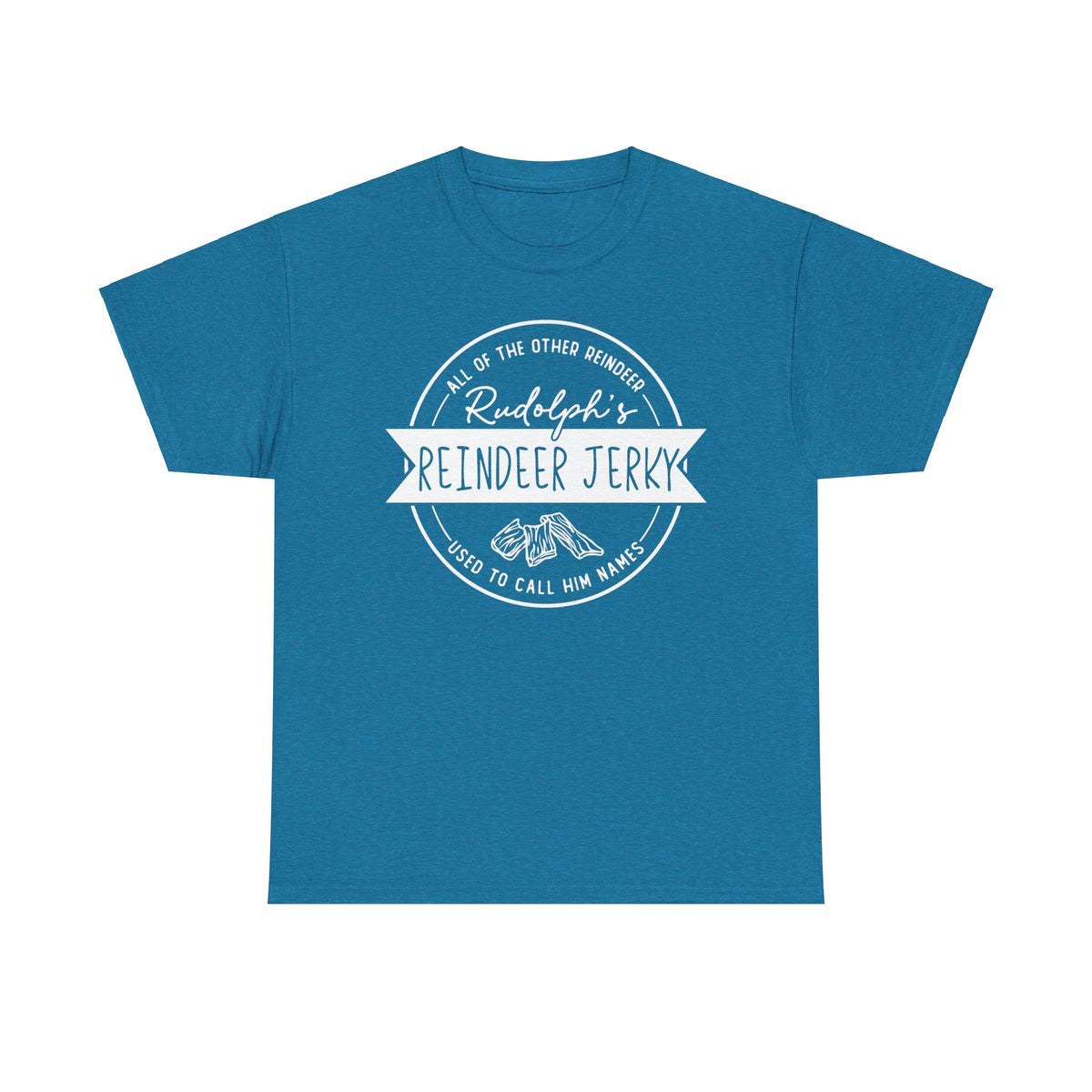 Rudolph’s Reindeer Jerky T-Shirt | Christmas Humor – White Ink