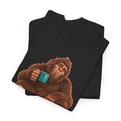 Cozy Camper Bigfoot with Teal Mug T-Shirt