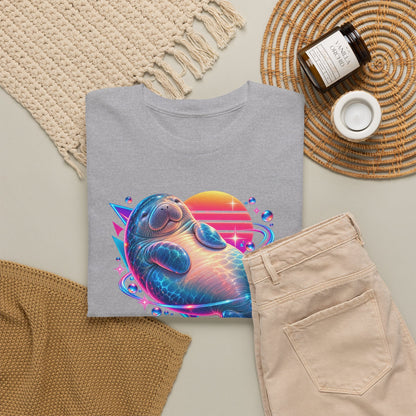 Synthwave Manatee Over Sunset Arcs T-Shirt