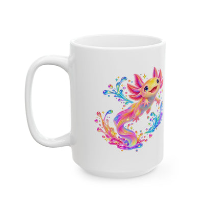 Prismatic axolotl splash leap Mug
