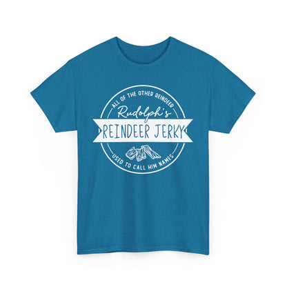 Rudolph’s Reindeer Jerky T-Shirt | Christmas Humor – White Ink