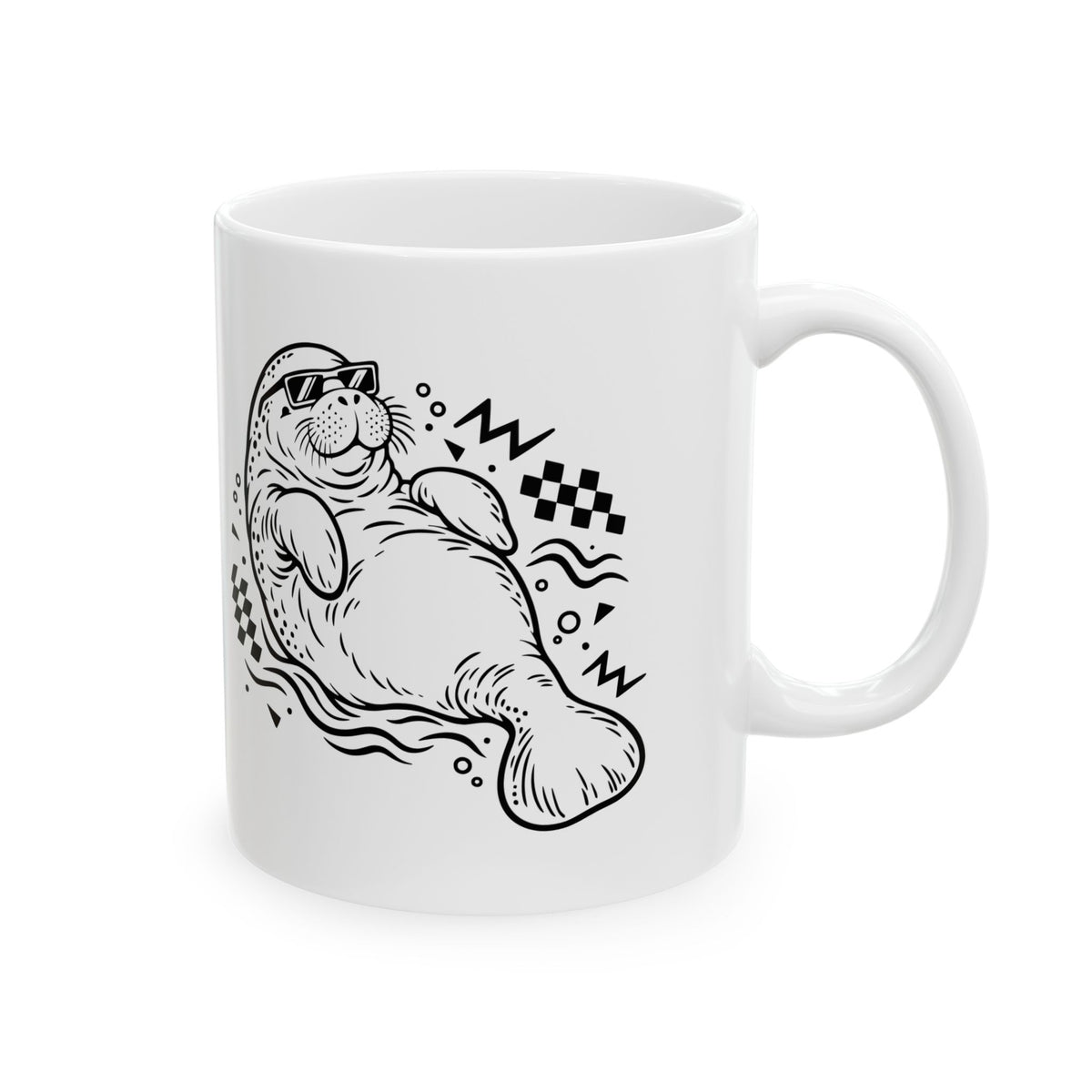 Retro floating manatee mascot Mug