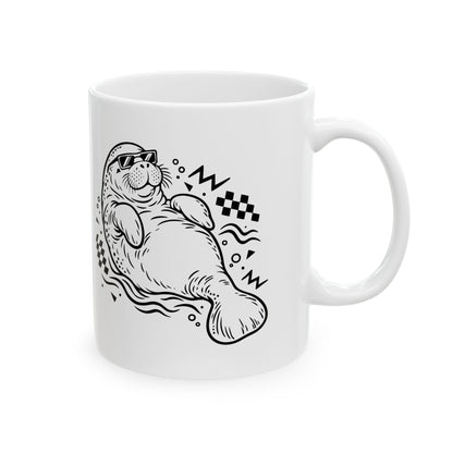 Retro floating manatee mascot Mug