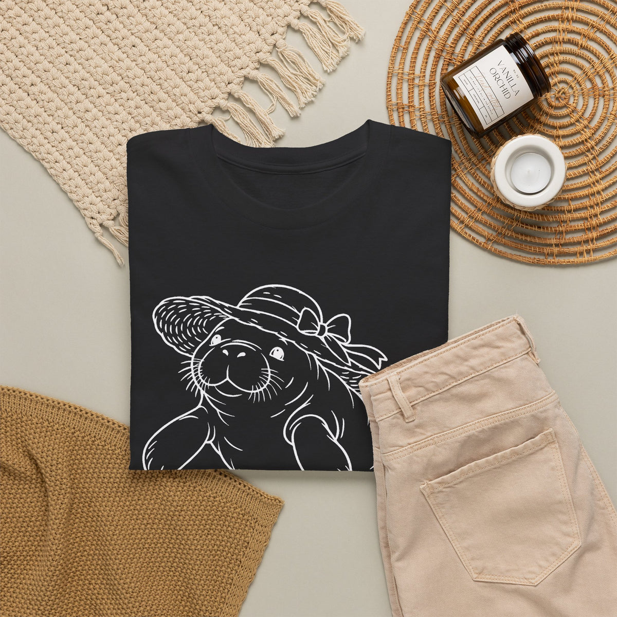 Chubby Mermaid Sunhat Sea Cow Manatee T-Shirt