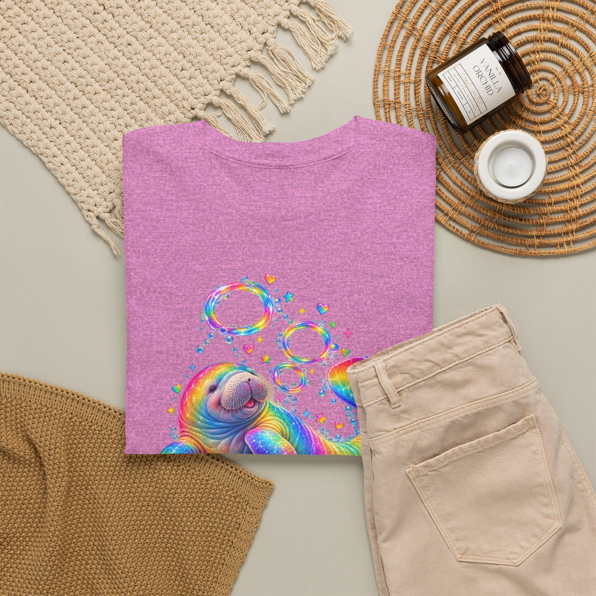 Rainbow Manatee Bubble Flip T-Shirt