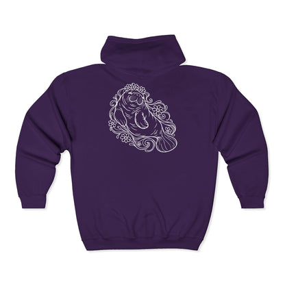 Dreamy flower-crowned manatee Zip-Up Hoodie