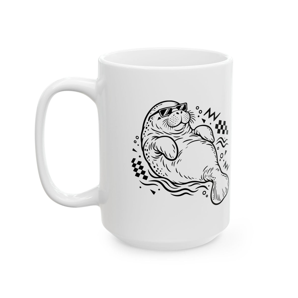 Retro floating manatee mascot Mug