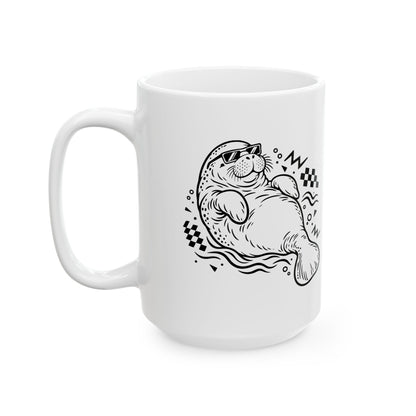 Retro floating manatee mascot Mug