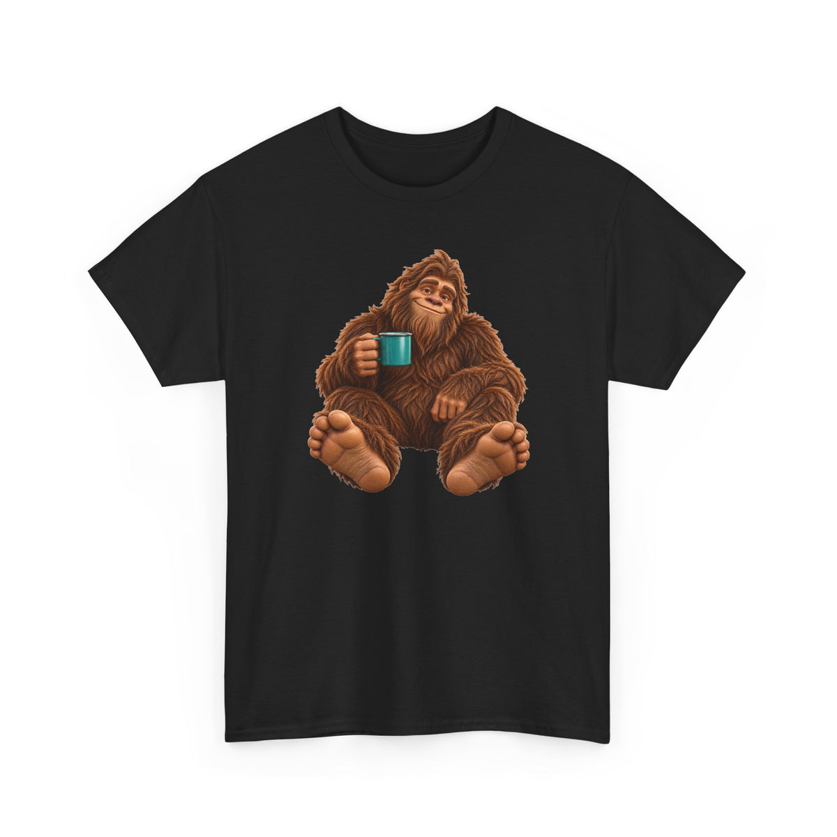 Cozy Camper Bigfoot with Teal Mug T-Shirt