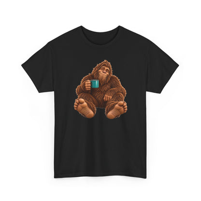 Cozy Camper Bigfoot with Teal Mug T-Shirt