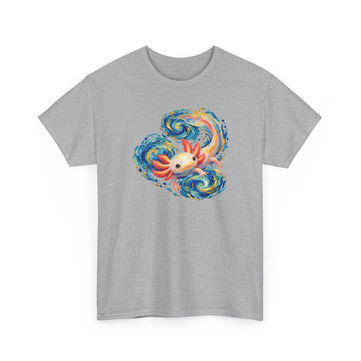 Swirling Axolotl in Turquoise Currents T-Shirt