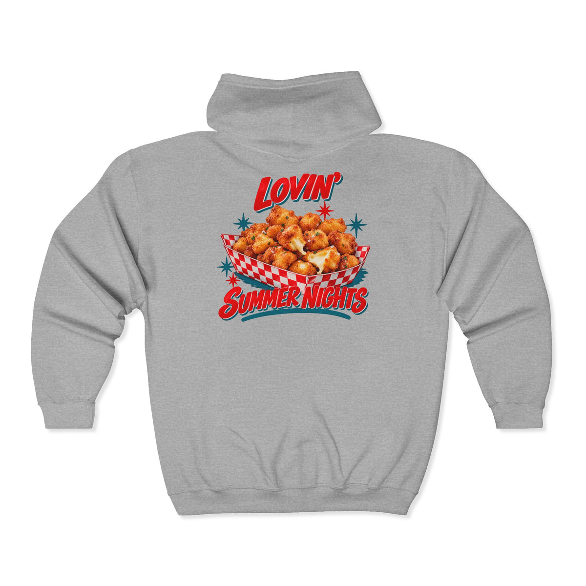 Lovin’ Cheese Curds & Summer Nights – Gildan 18600 Zip-Up Hoodie | 002a-v2