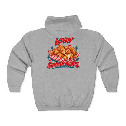 Lovin’ Cheese Curds & Summer Nights – Gildan 18600 Zip-Up Hoodie | 002a-v2