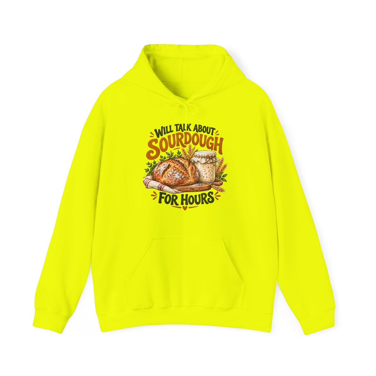 Will Talk About Sourdough – Safety Green/Pink Gildan 18500 Hoodie | 017