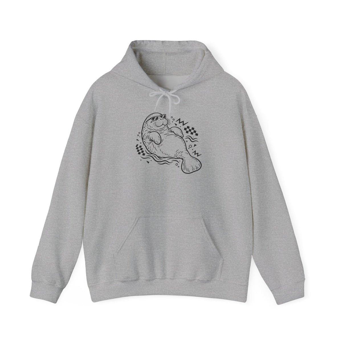 Retro floating manatee mascot Pullover Hoodie