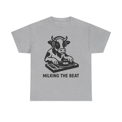 Milking the Beat DJ Cow T-Shirt | Funny Music & Farm Tee