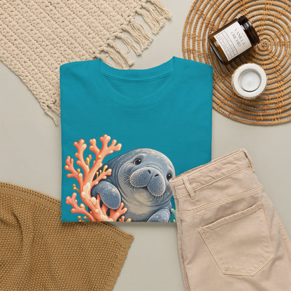 Chubby Mermaid Coral Curiosity Manatee T-Shirt