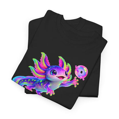 Neon Axolotl Reaching for a Bubble T-Shirt