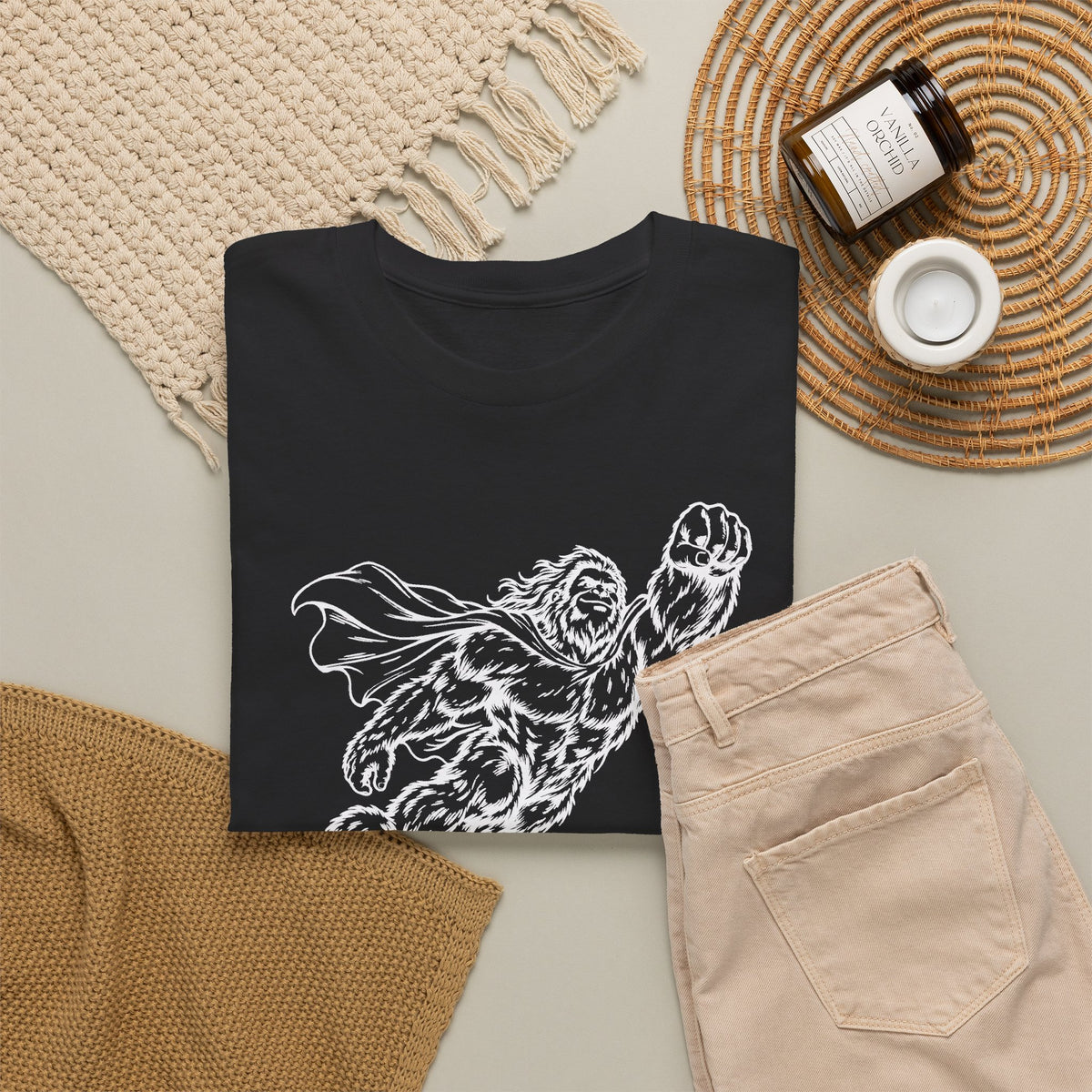 Soaring Cape-Wearing Sasquatch T-Shirt