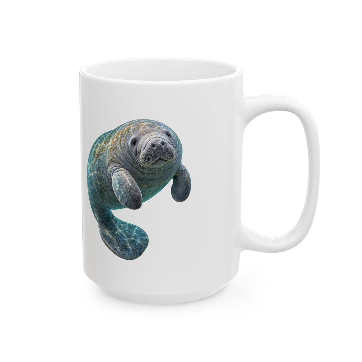 Curled Manatee in Turquoise Light Mug