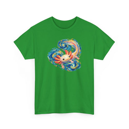 Swirling Axolotl in Turquoise Currents T-Shirt