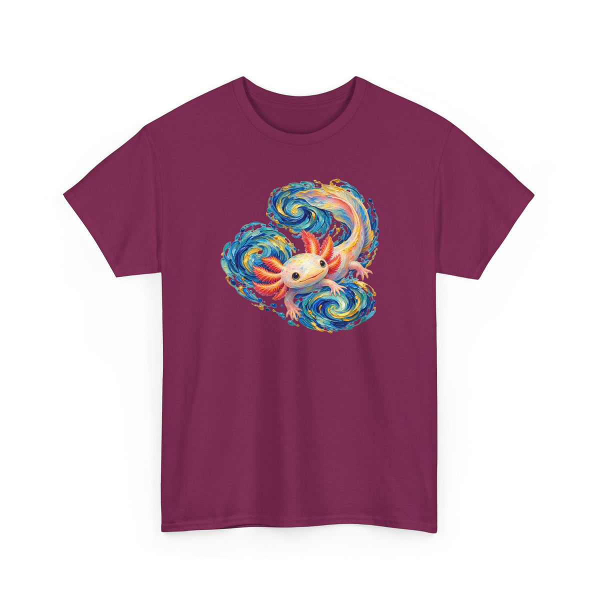 Swirling Axolotl in Turquoise Currents T-Shirt