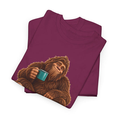 Cozy Camper Bigfoot with Teal Mug T-Shirt