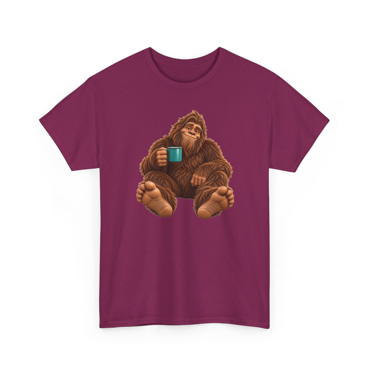 Cozy Camper Bigfoot with Teal Mug T-Shirt